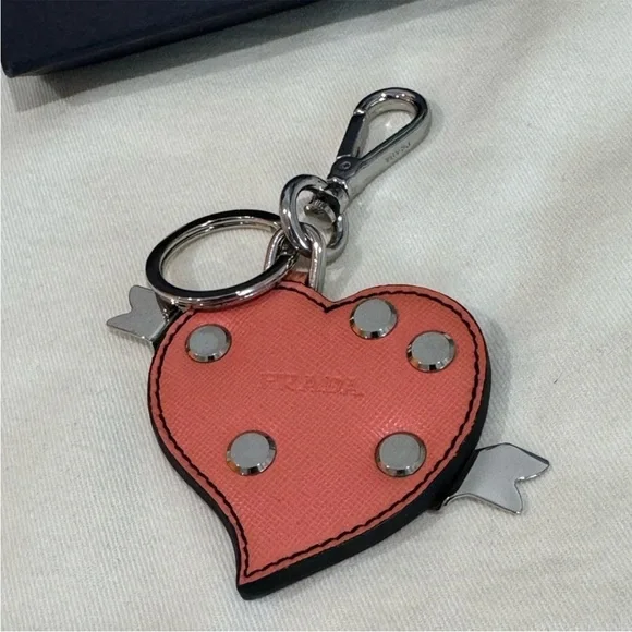PRADA Saffiano Trick Heart Bag Charm - Picture 14 of 16